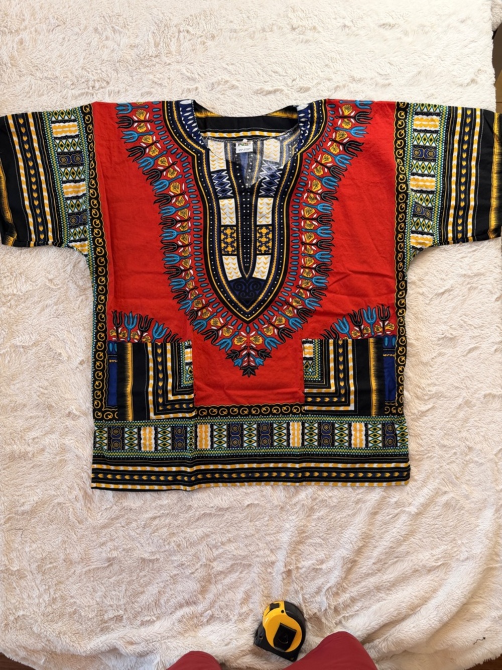 NF Red Angelina Print African Dashiki Tunic Top XL